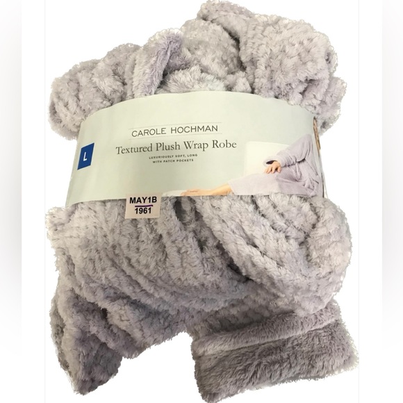 CAROLE HOCHMAN ladies plush wrap robe Light Purple size LARGE Material: PLUSH - Picture 5 of 7